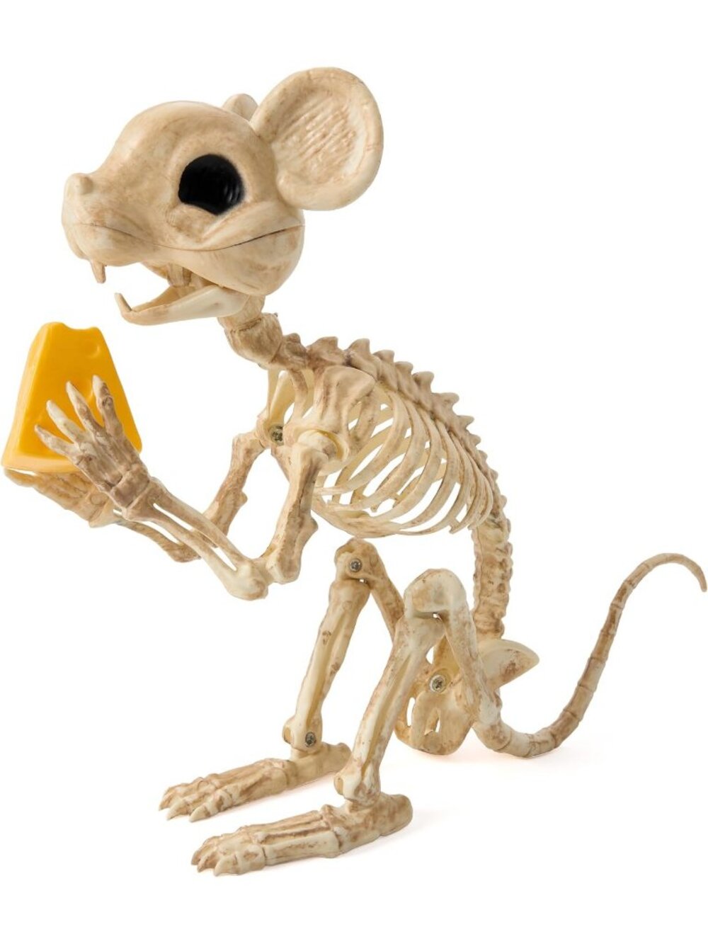 9.5in Mouse Skeleton Cheese Halloween Decoration Posable Haunted House Décor